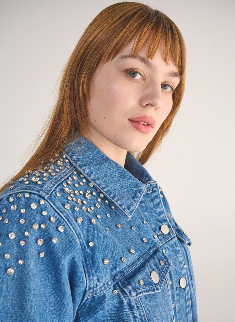 Denim jack met strass-steentjes, Blue Denim, Image