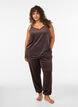 Velour top met kanten rand, Bruin, Model image number 1