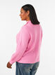 Geribde trui met pofmouwen en knopen, Roze, Model image number 2