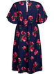 Midi-jurk met rozenprint en korte ballonmouwen, Blauw, Packshot image number 1