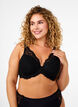 Gevoerde kanten beha met beugel, Zwart, Model image number 0