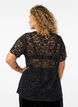 Kanten blouse met korte mouwen en ronde hals, Zwart, Model image number 2