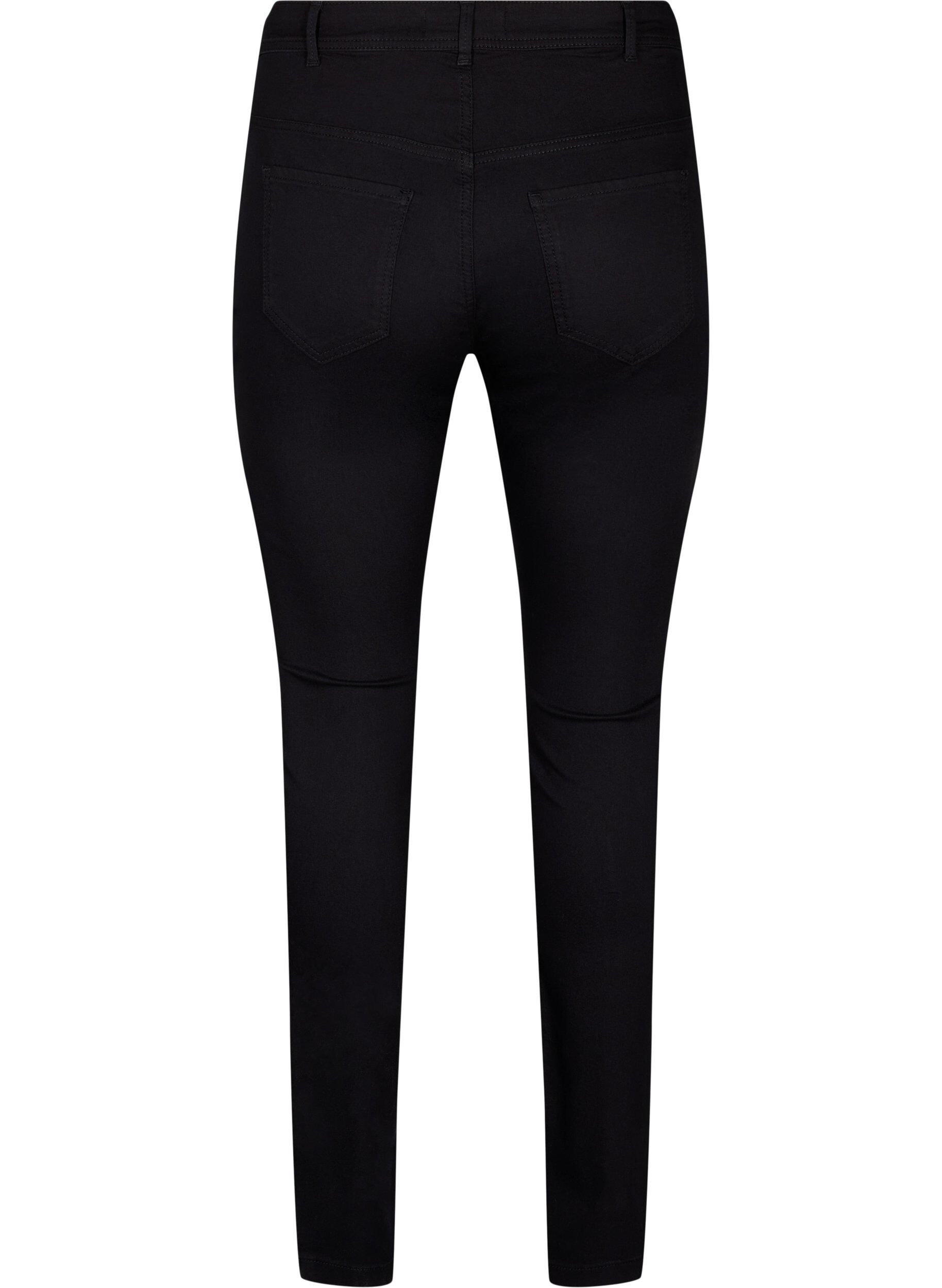 ZizziExtra slim fit Amy jeans met hoge taille, Zwart, Packshot image number 1