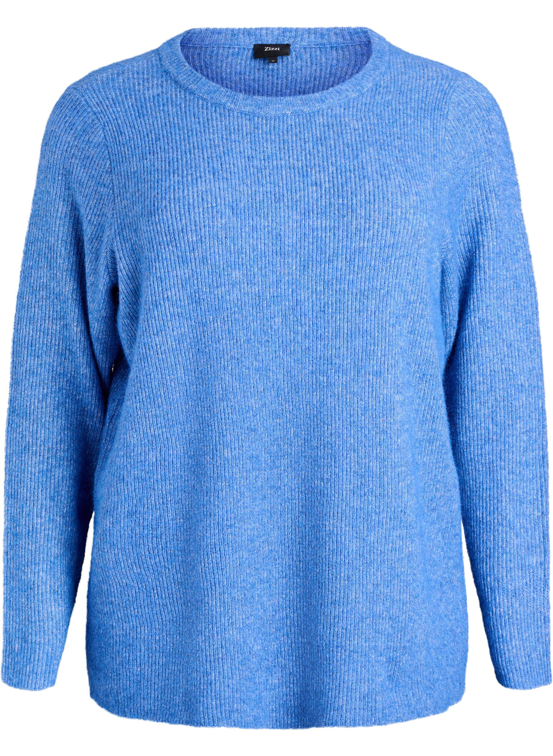 Gem&ecirc;leerde gebreide blouse met ronde hals
