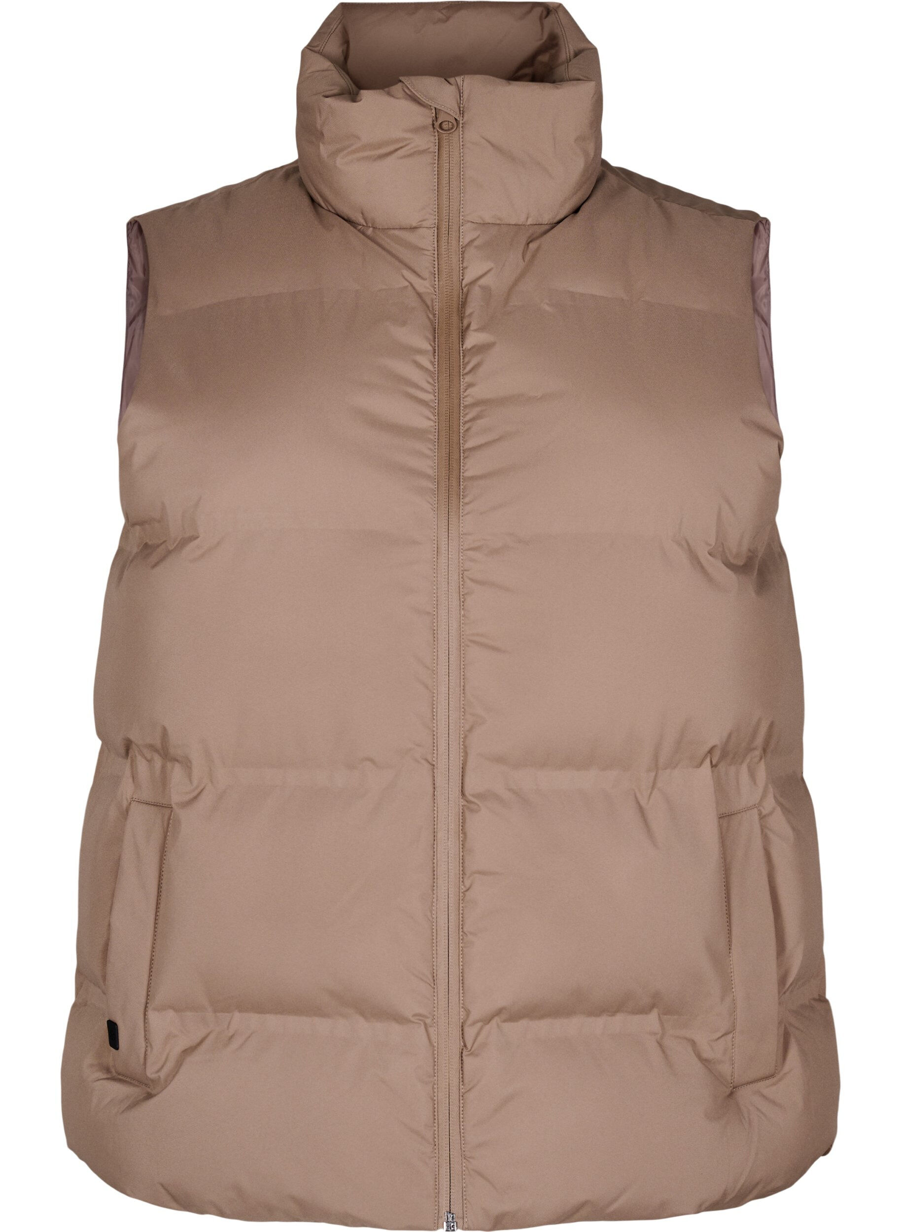 Korte puffer bodywarmer met hoge kraag