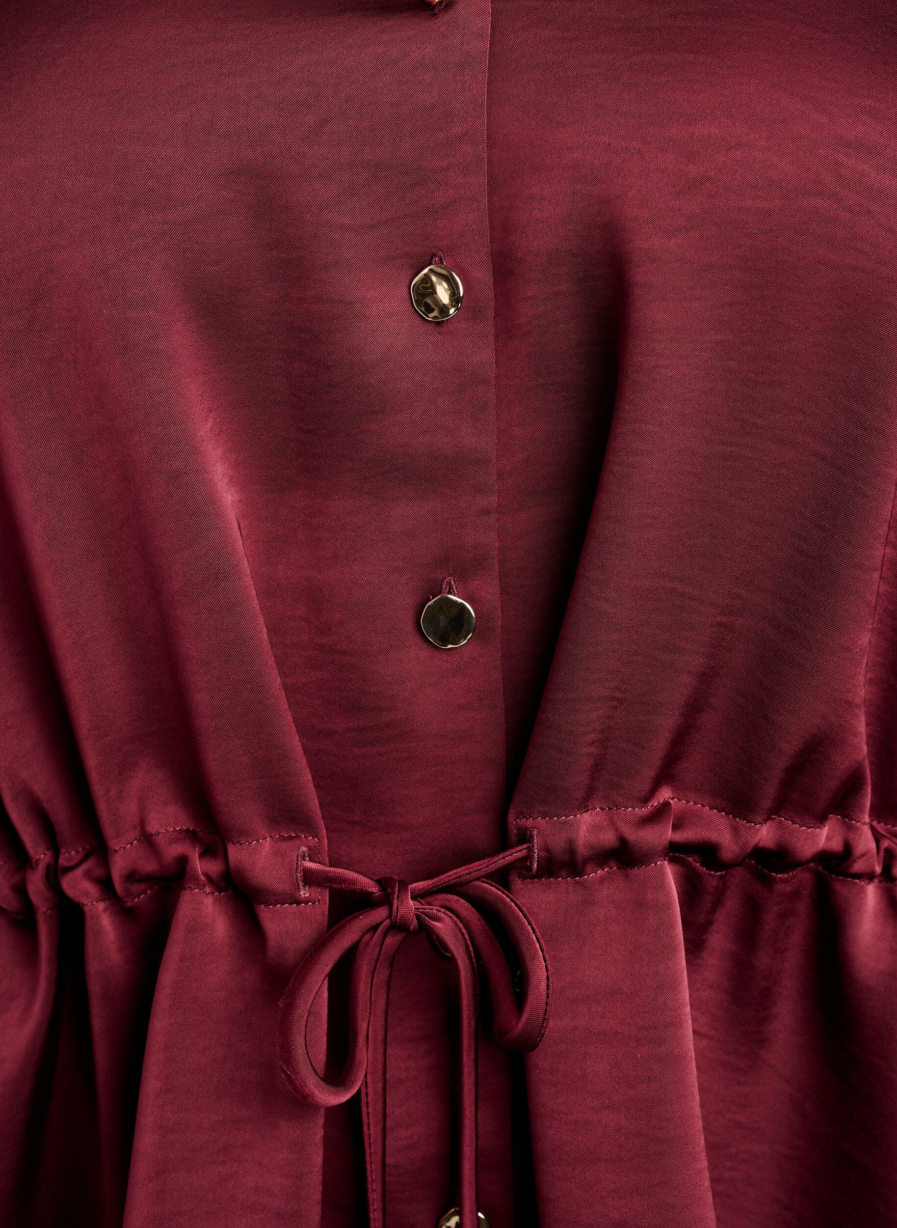 ZizziFeestblouse in satijnlook met knoopjes en verstelbare taille, Donker Bordeaux, Packshot image number 2