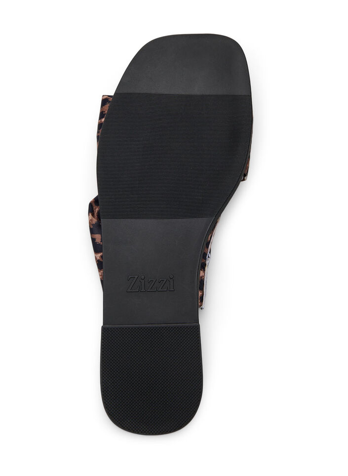 Wide fit - Slip-in met gekruiste satijnen bandjes, Leopard AOP, Packshot
