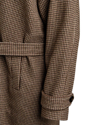 ZizziGeruite mantel met riem, Brown Check , Packshot image number 3