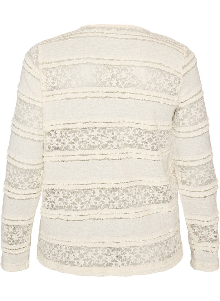 Kanten blouse met lange mouwen, Vanille, Packshot image number 1