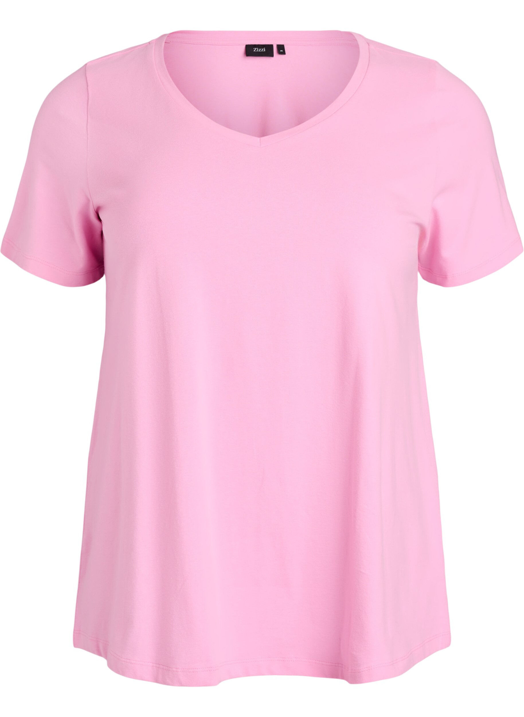 ZizziEffen basis T-shirt van katoen, Roze, Packshot image number 0