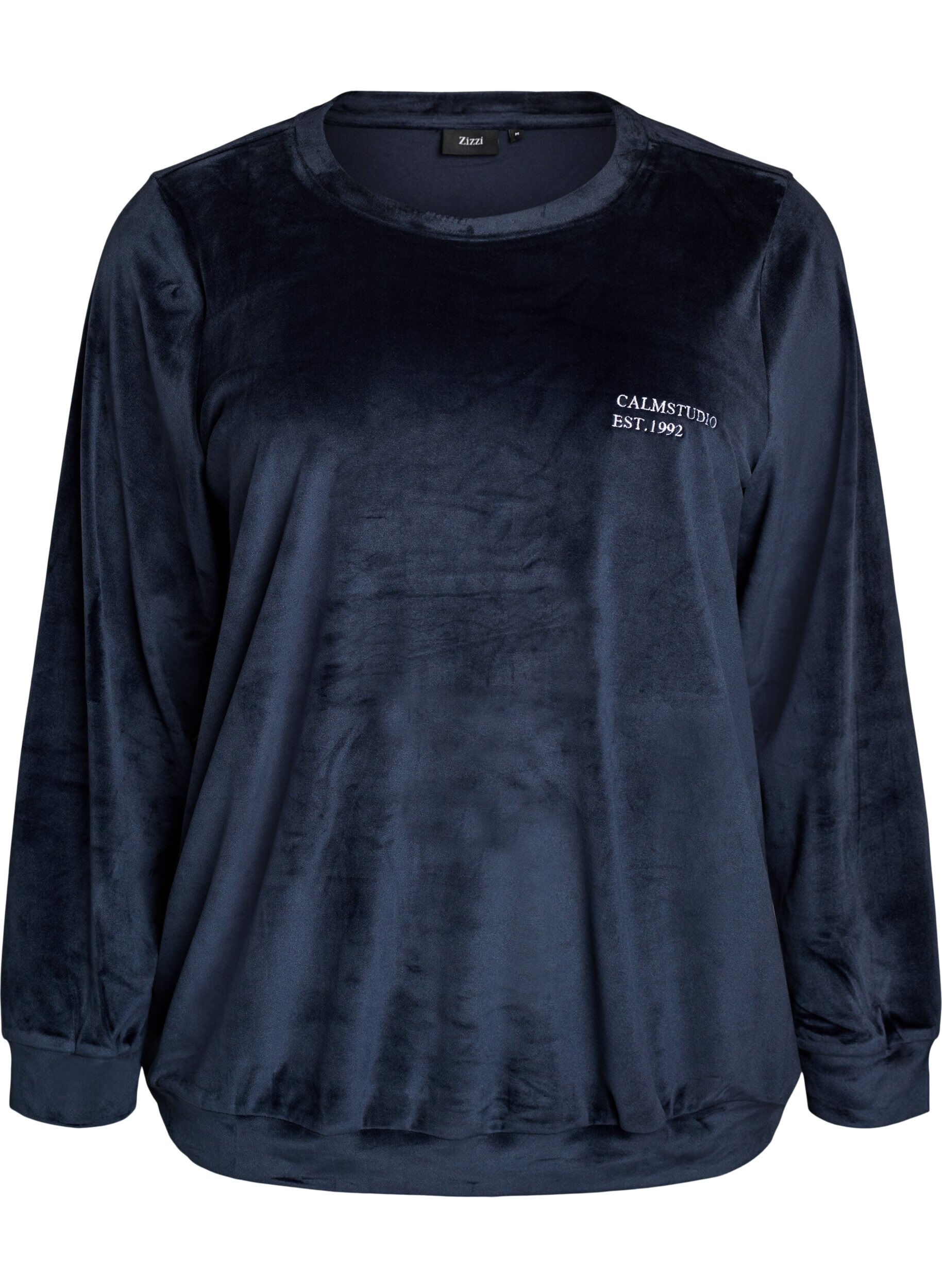 Velours blouse met geborduurde tekst