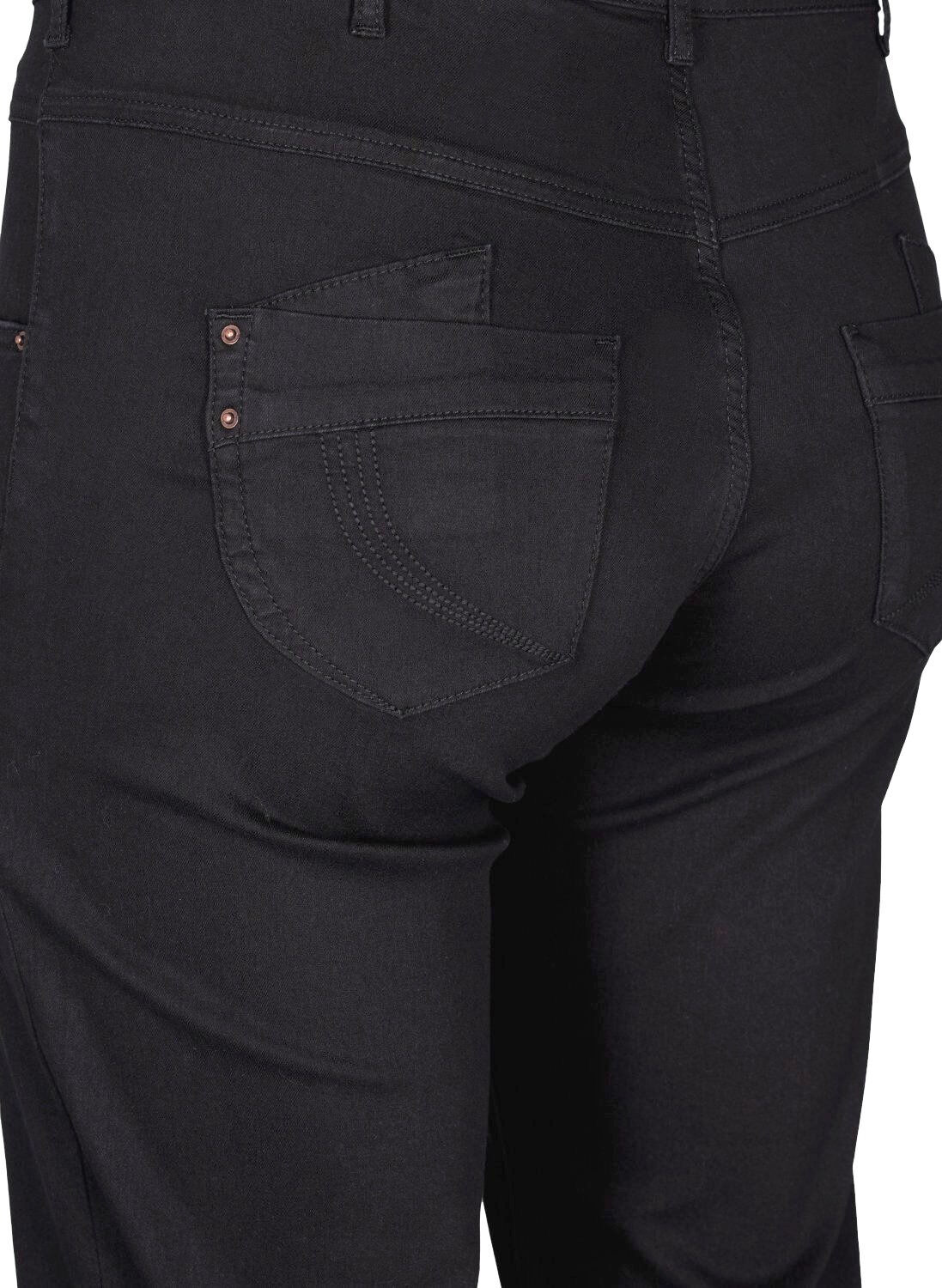 ZizziRegular fit Gemma jeans met hoge taille, Zwart, Packshot image number 3
