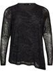 Mesh blouse met paisleyprint en asymmetrische zoom, Zwart, Packshot image number 0