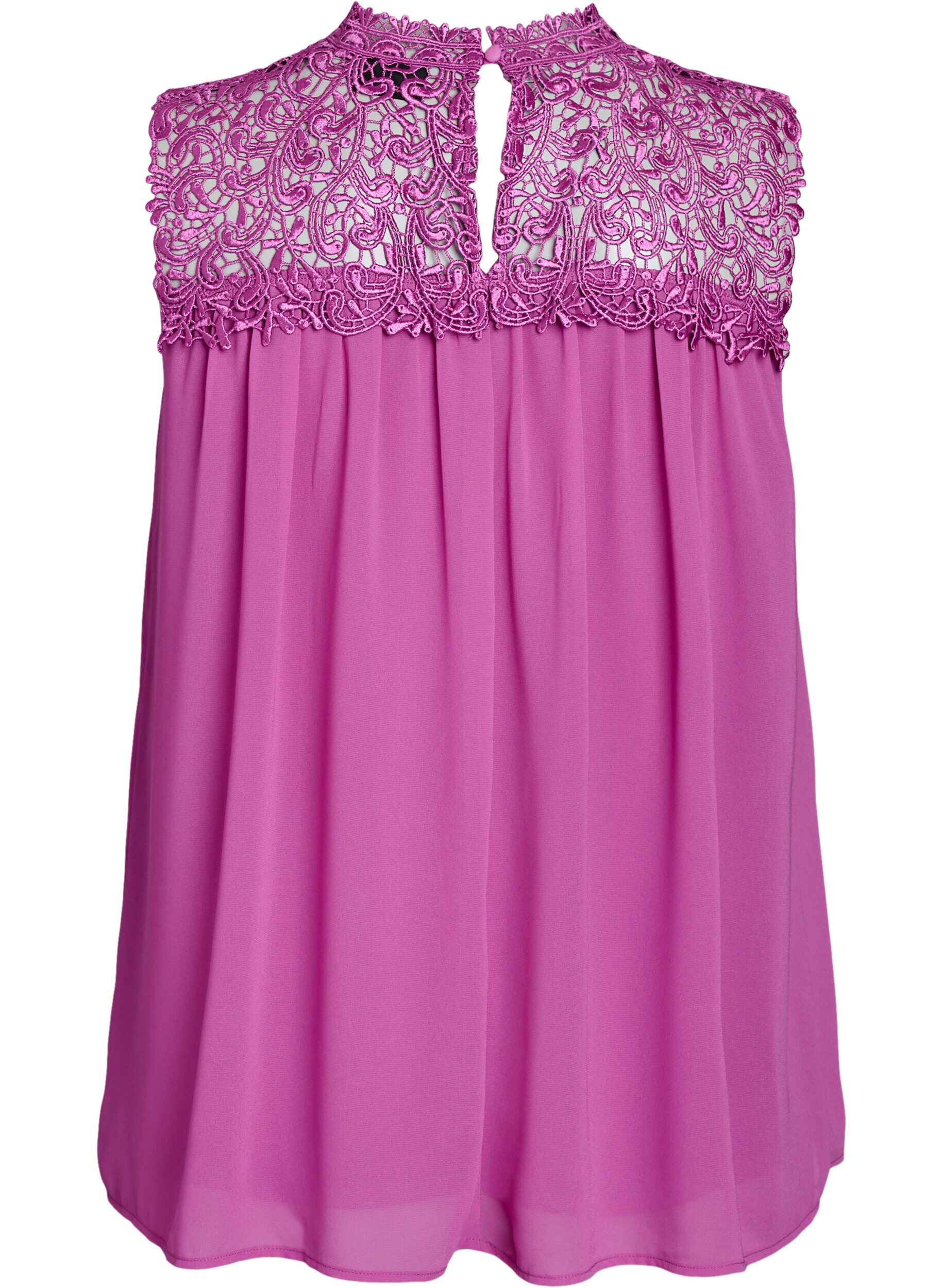 ZizziMouwloos feesttopje met haakwerk, Paars, Packshot image number 1