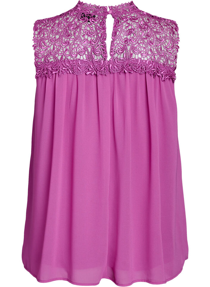 Mouwloos feesttopje met haakwerk, Paars, Packshot image number 1