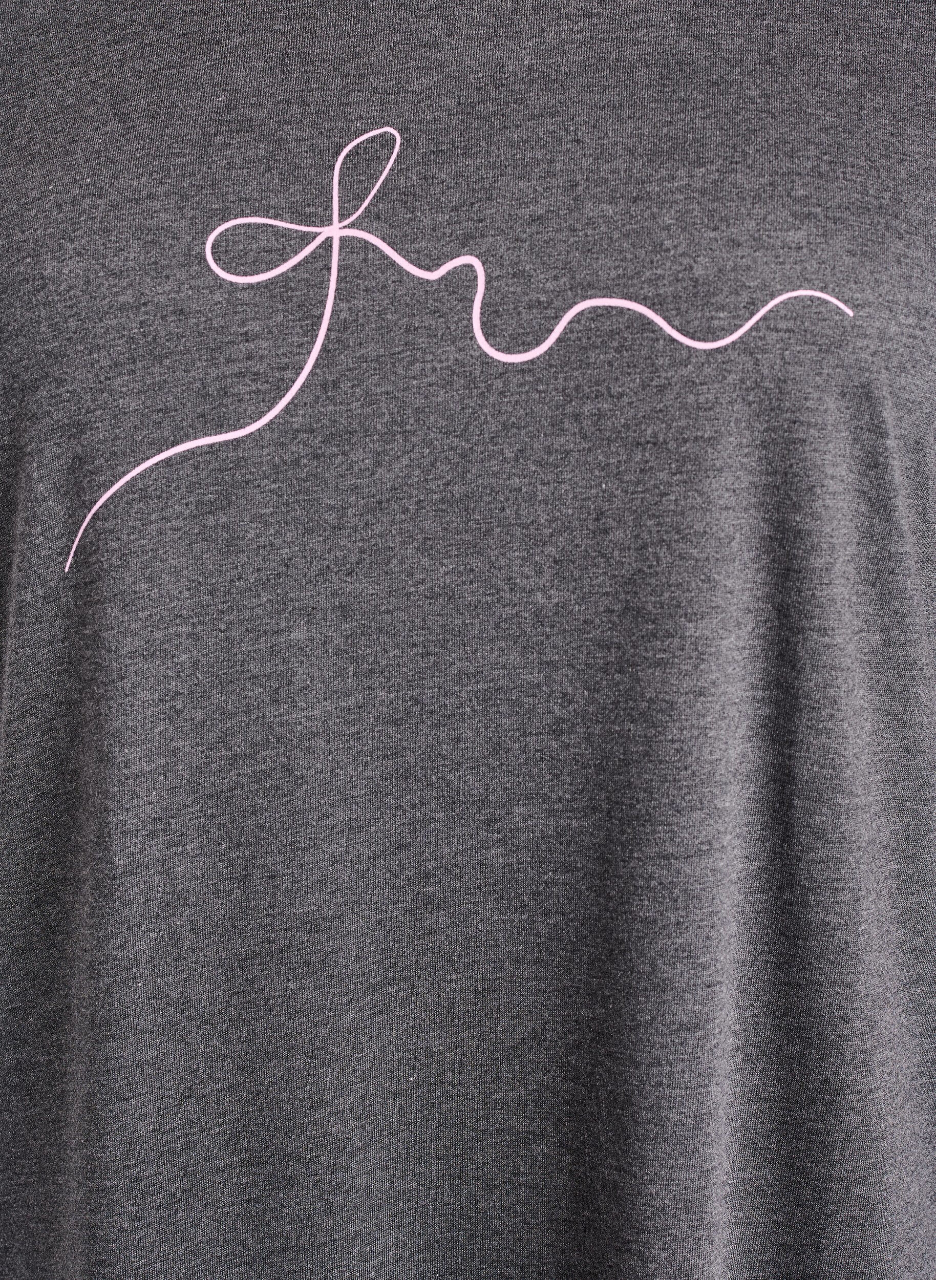 ZizziNachtjapon met korte mouwen en tekstopdruk, Zwart, Packshot image number 2