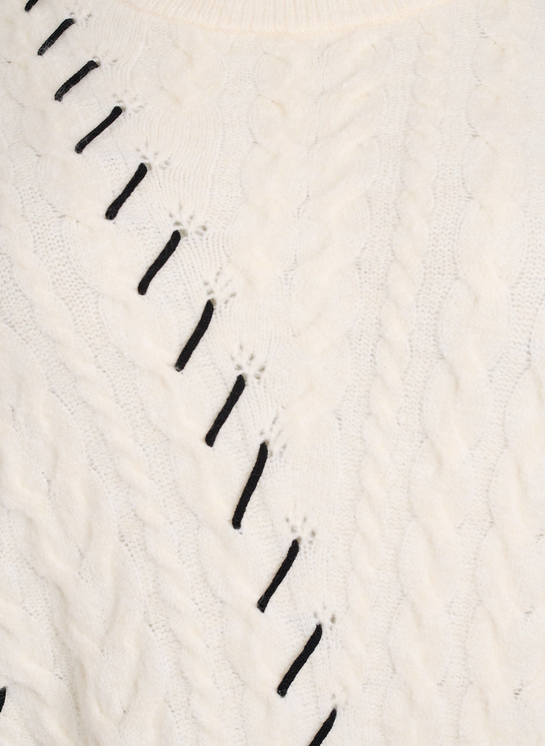 ZizziGebreide blouse met kabelpatroon en contrastdetails, Beige, Packshot image number 2