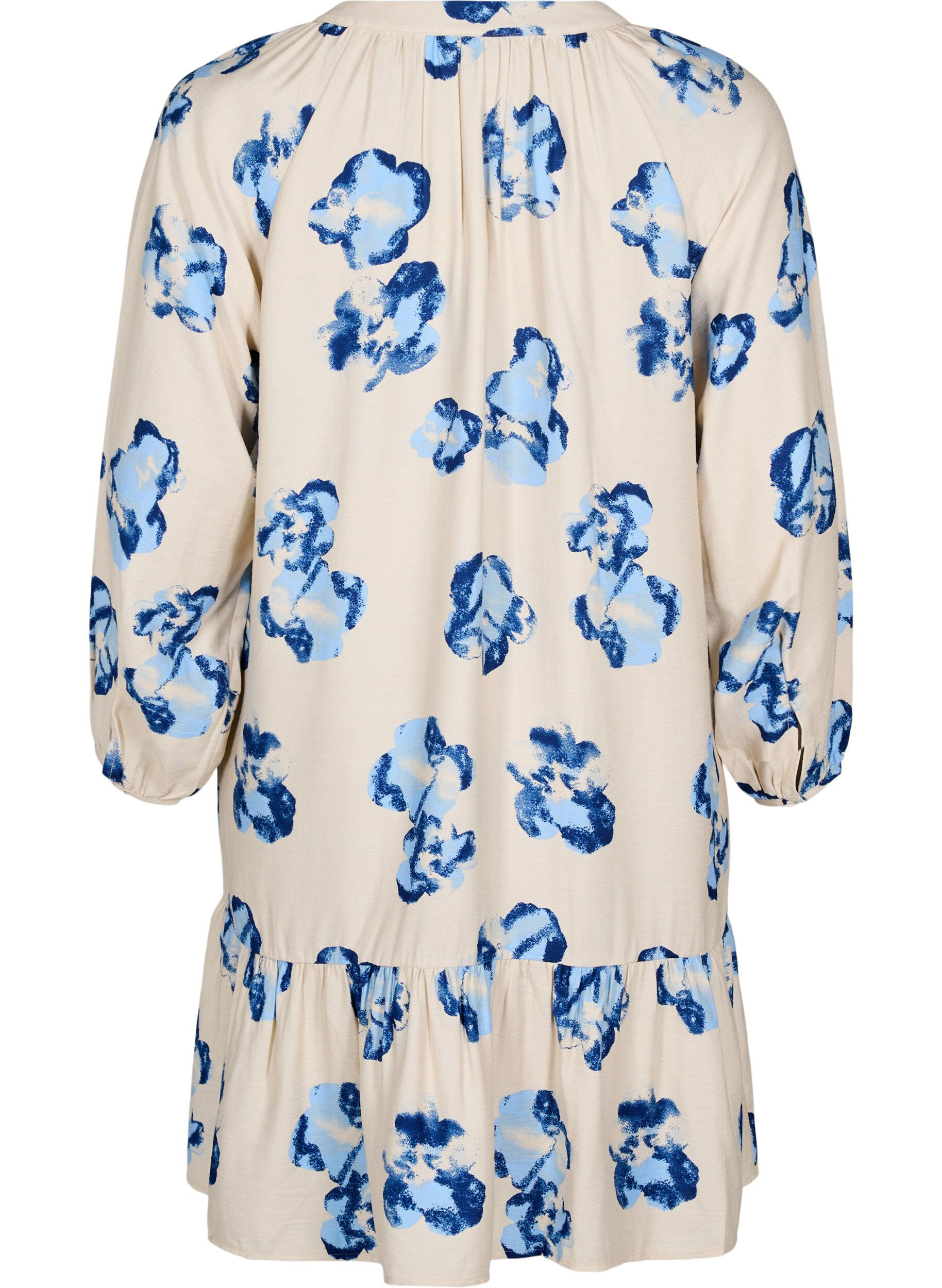 ZizziKnie-lange jurk met lange mouwen en een A-lijn snit, Vanille, Packshot image number 1