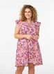 Robe fleurie en coton avec volants et col en V, Rose, Model image number 0
