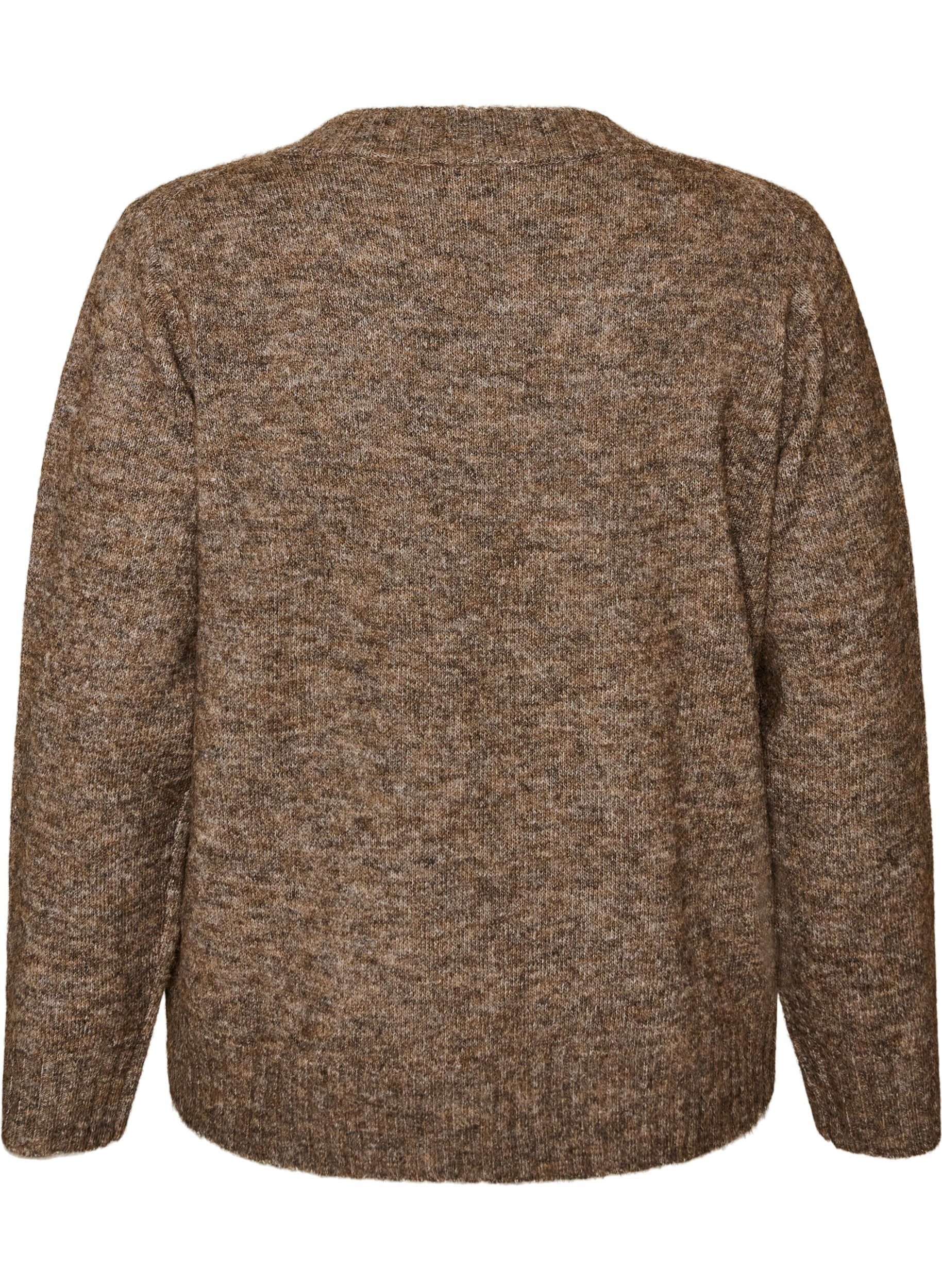 ZizziJumper met V-hals, Bruin, Packshot image number 1