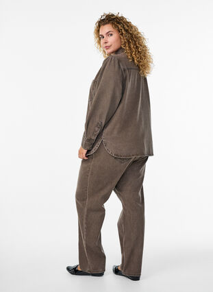 ZizziStraight-fit jeans in gekleurd denim, Brown Denim, Model image number 1