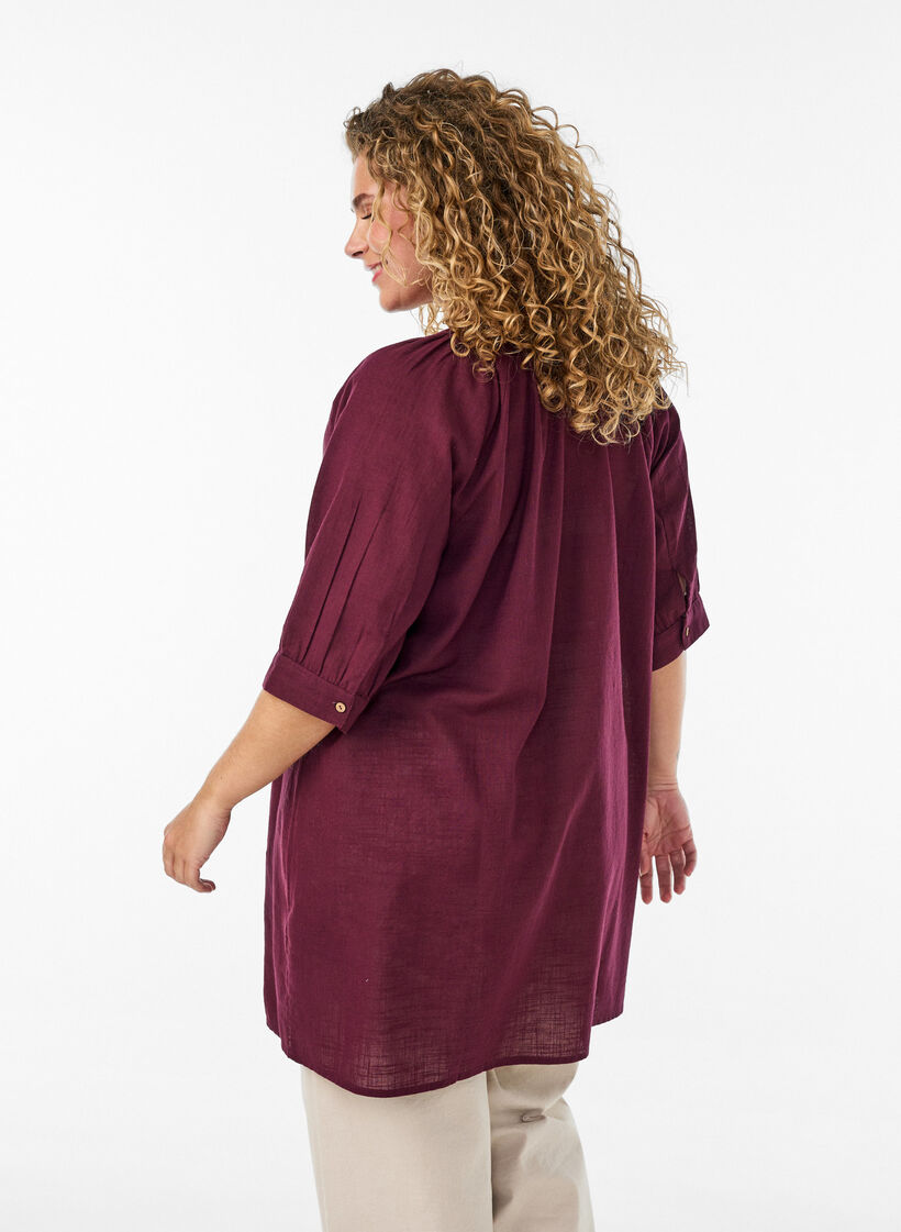 Katoenen tuniek met V-hals, Rood, Model image number 2