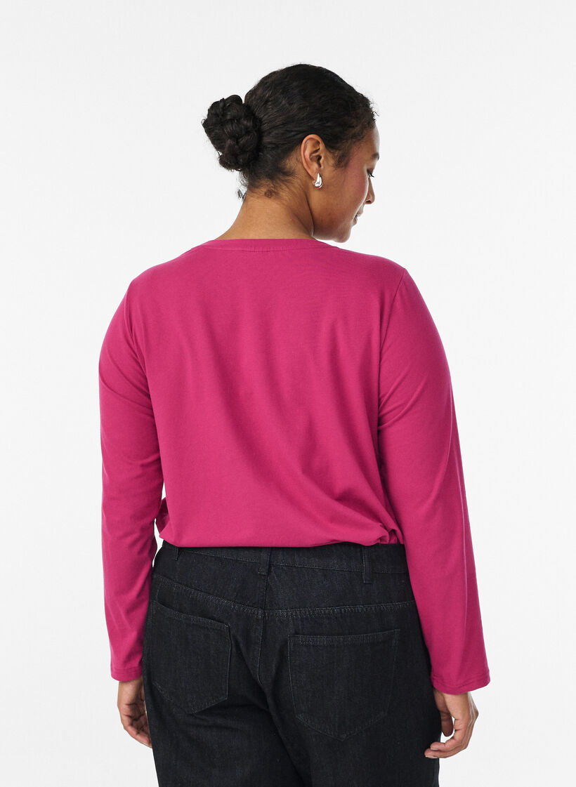 Basic jersey top met lange mouwen, Roze, Model image number 2