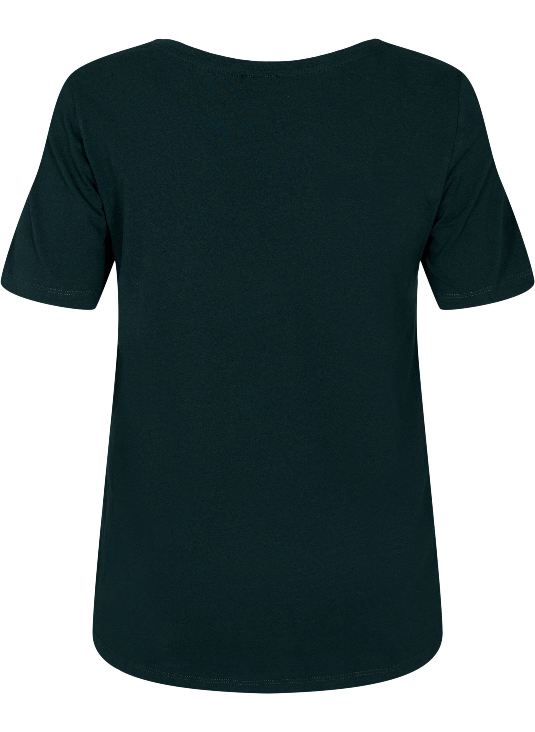 ZizziBasic t-shirt in effen kleur met katoen, Groen, Packshot image number 1