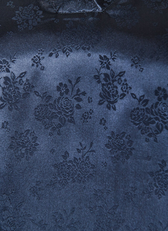 Satijnen blouse met bloemenprint en V-hals, Blauw, Packshot image number 2