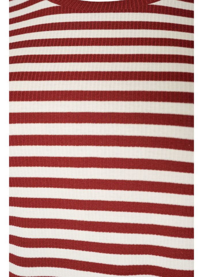 Gestreept T-shirt met geribbelde textuur, Rood, Packshot image number 2