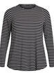 Gestreepte blouse met lange mouwen, Zwart, Packshot image number 0
