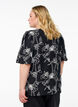 Blouse met korte mouwen en geborduurd patroon, Zwart, Model image number 2