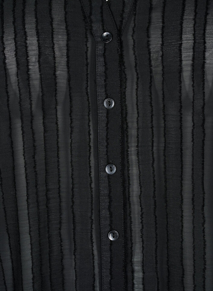 Gestreepte blouse met transparante strepen, Zwart, Packshot image number 2