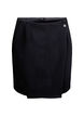 Wikkel mini rok met knoopdetails, Zwart, Packshot image number 0