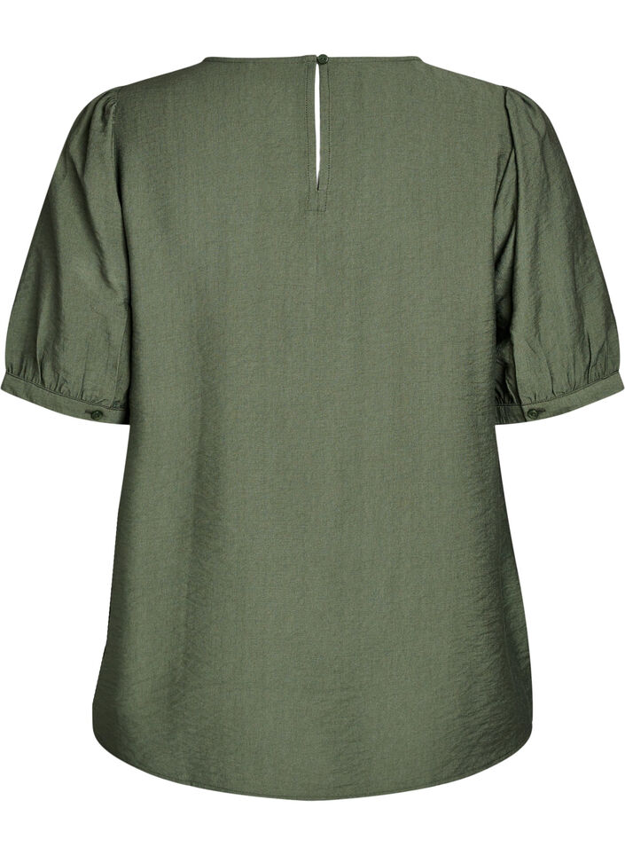 Viscose blouse met 1/2 mouwen, Groen, Packshot image number 1