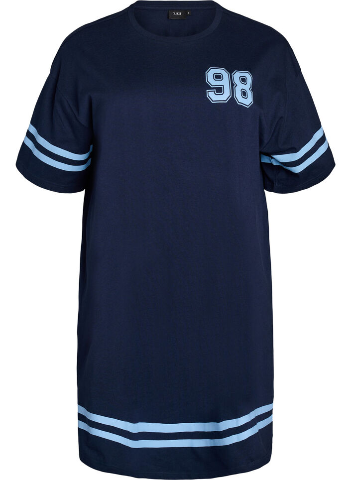 Kort T-shirtjurkje met sportieve details, Blauw, Packshot image number 0