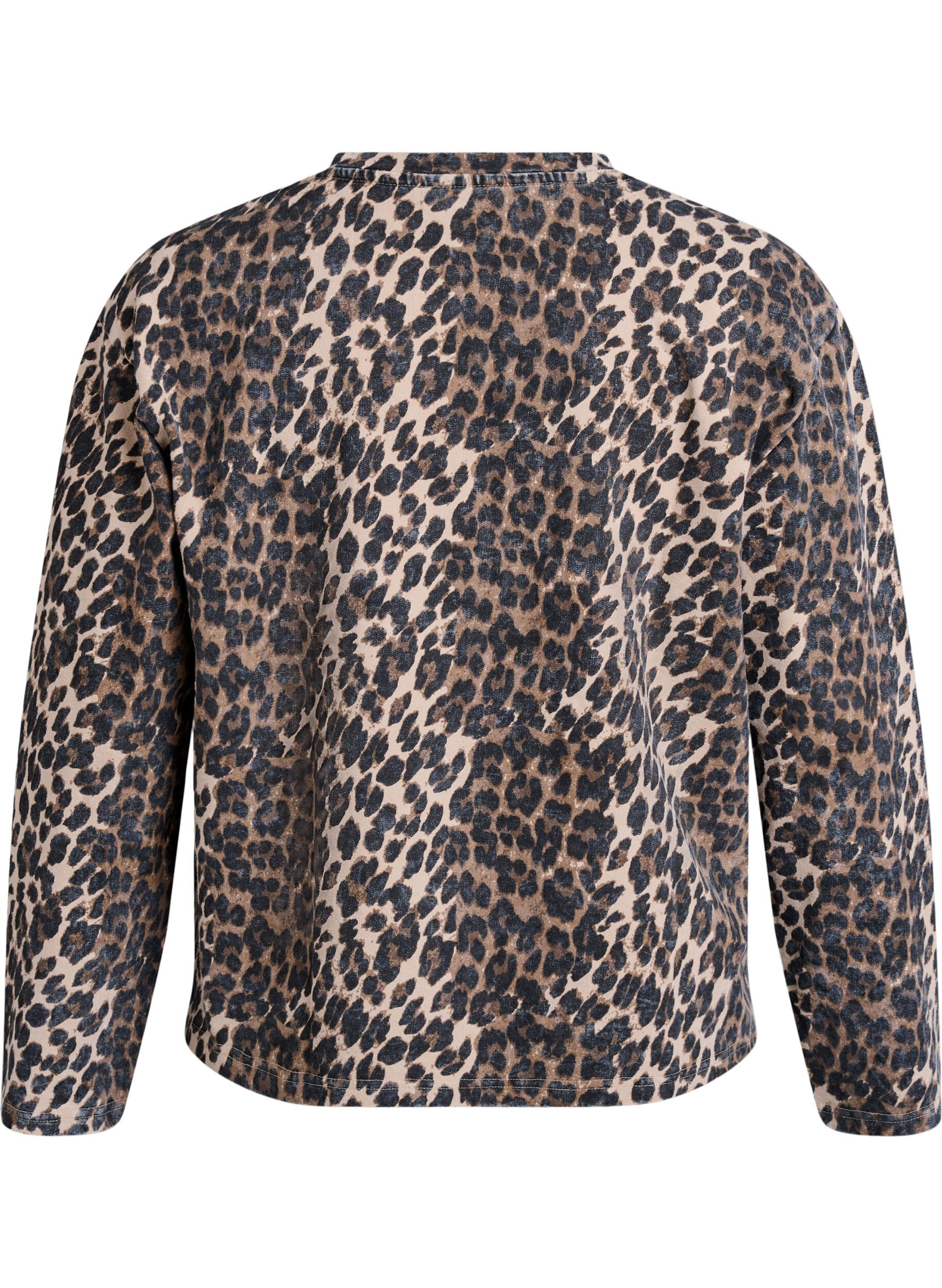 ZizziGewassen sweatshirt met luipaardprint, Bruin, Packshot image number 1