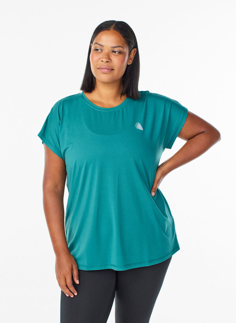 Effen gekleurd trainingsshirt, Blauw, Model image number 0
