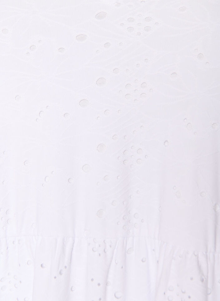 Broderie anglaise jurk met een V-hals en mouwen 1/2 lengte, Wit, Packshot image number 2