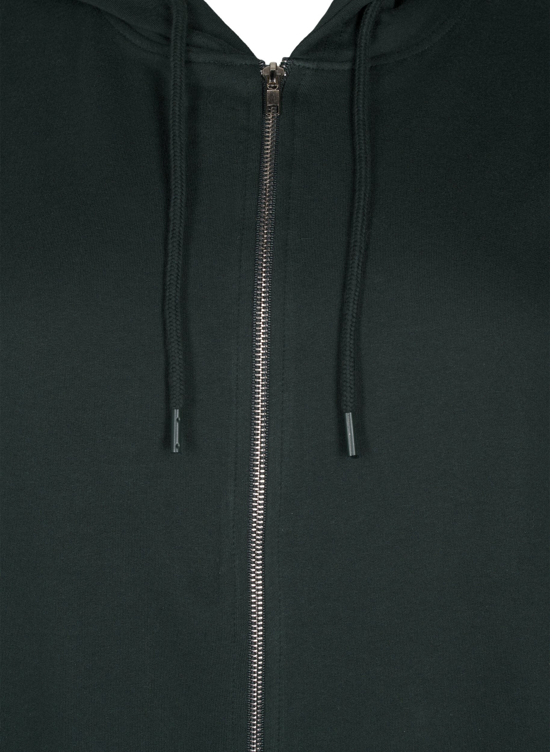 ZizziLang katoenen vest van sweatstof met capuchon, Groen, Packshot image number 2