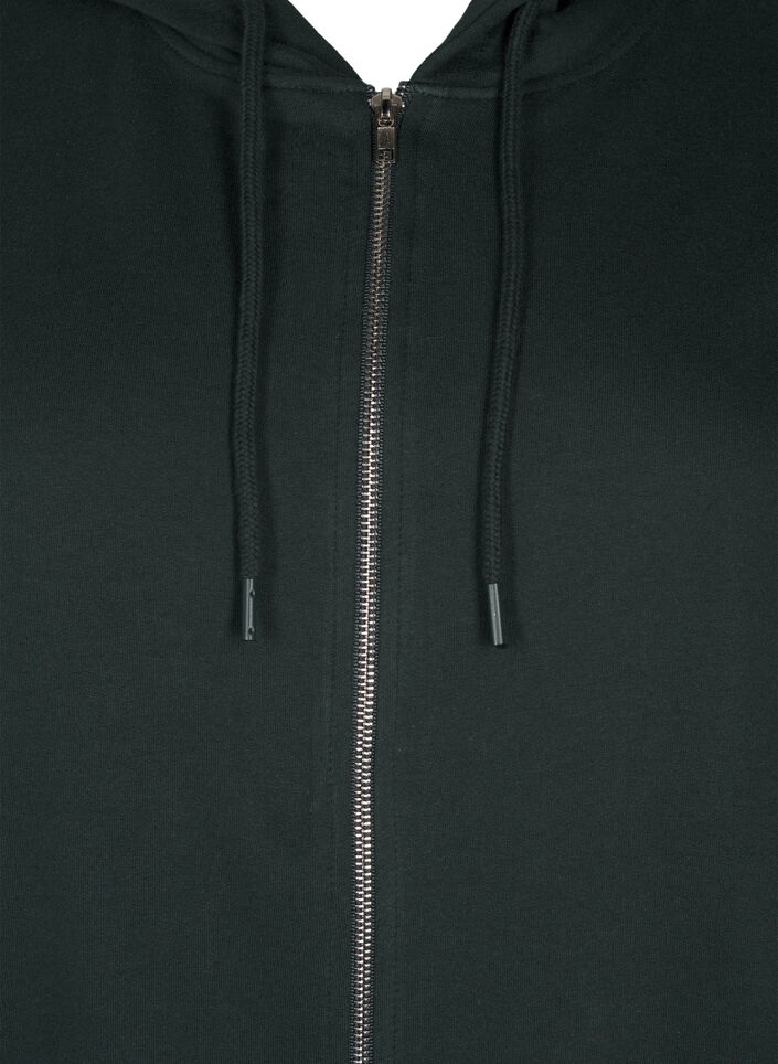 Lang katoenen vest van sweatstof met capuchon, Groen, Packshot image number 2