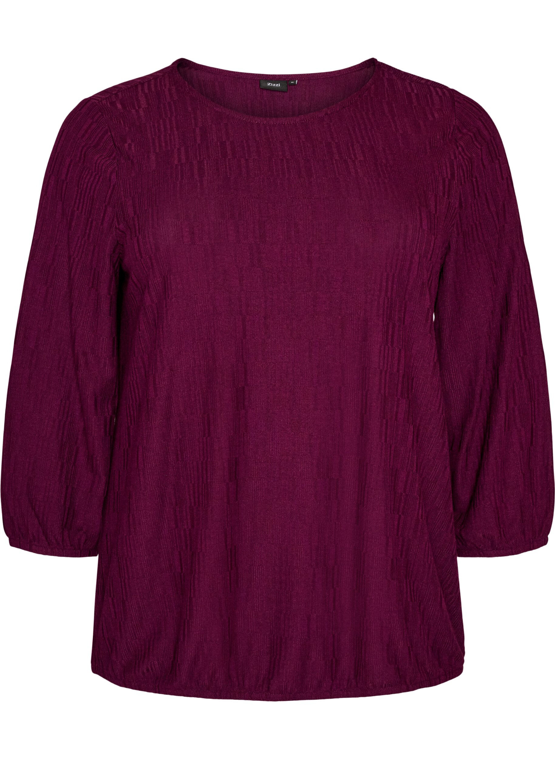 ZizziBlouse met textuur en 3/4 mouwen, Paars, Packshot image number 0