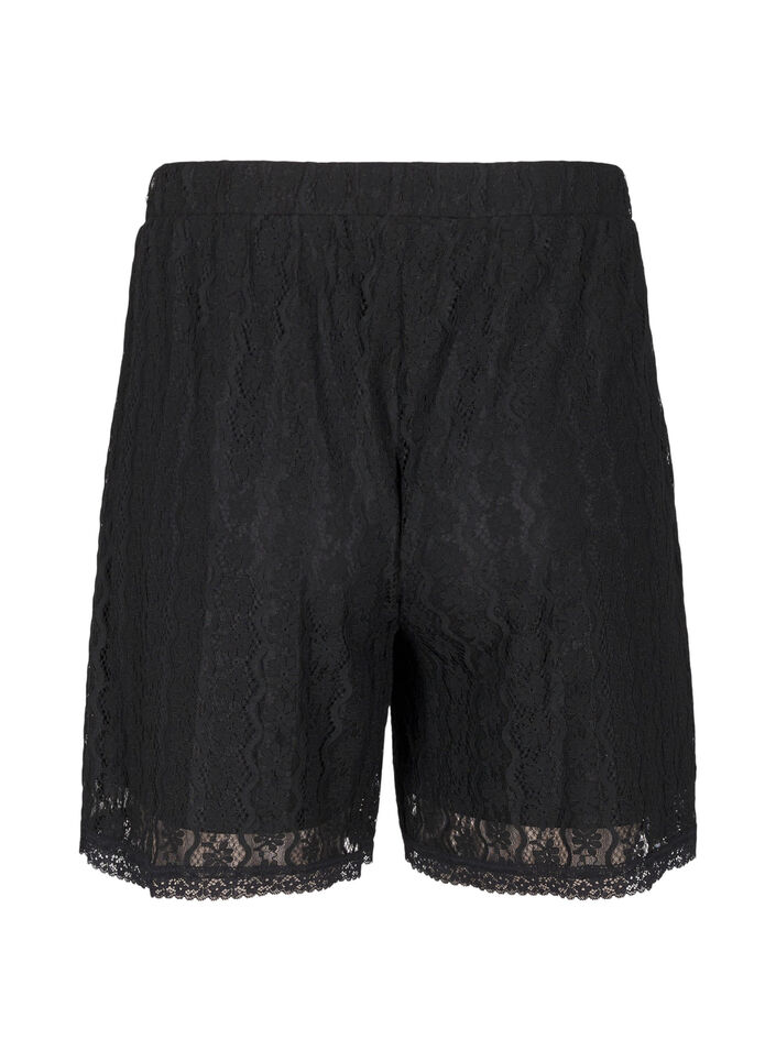 Hoog getailleerde kanten short, Black, Packshot