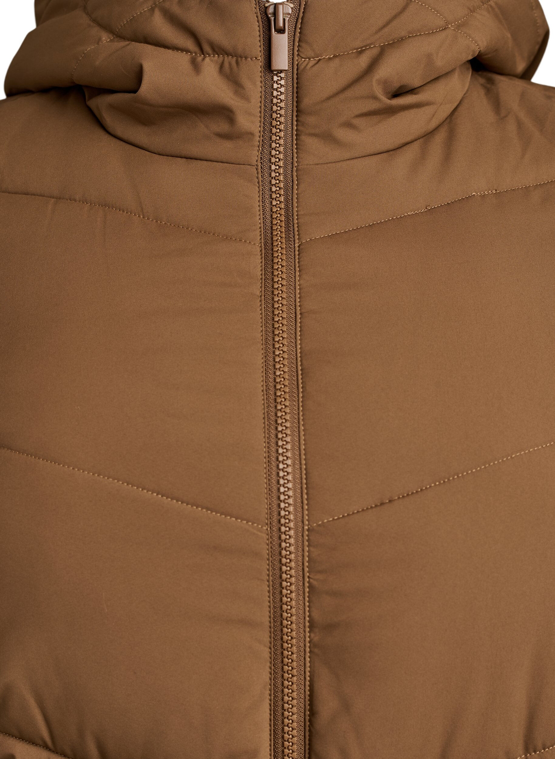 ZizziHalflange pufferjas met capuchon, Bruin, Packshot image number 2