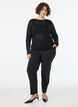 Blouse met ajourpatroon en lange mouwen, Zwart, Model image number 1
