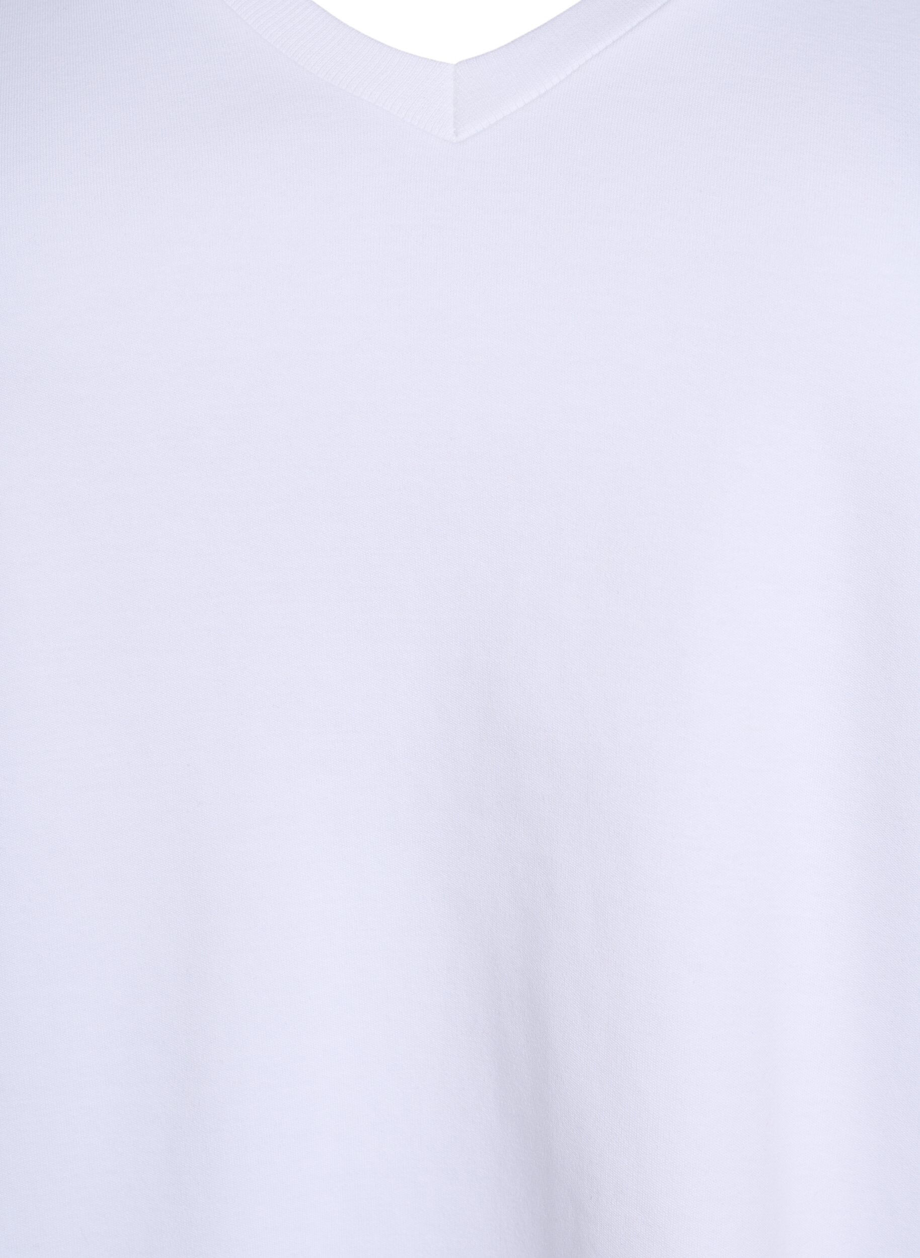ZizziBasic V-hals T-shirt in biologisch katoen, Wit, Packshot image number 2