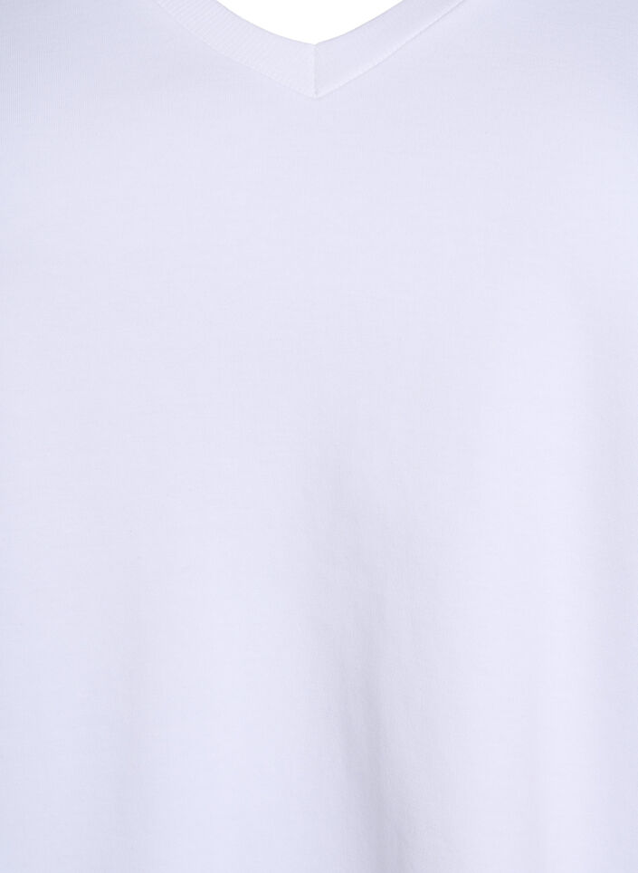 Basic V-hals T-shirt in biologisch katoen, Wit, Packshot image number 2