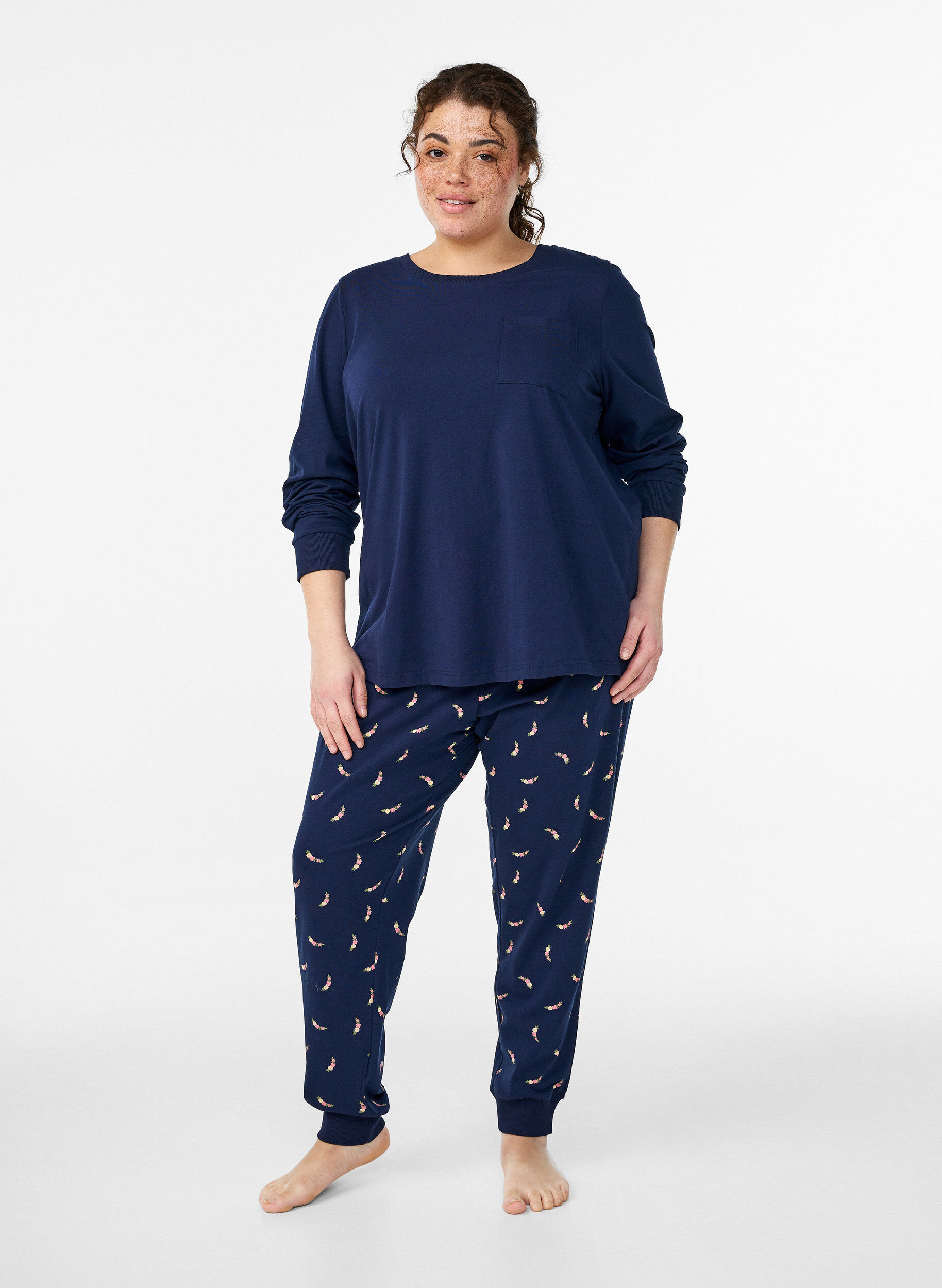 Bedrukte pyjamabroek, Blauw, Model