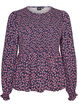 Blouse met gesmokte top en bloemenprint, Blauw, Packshot image number 0