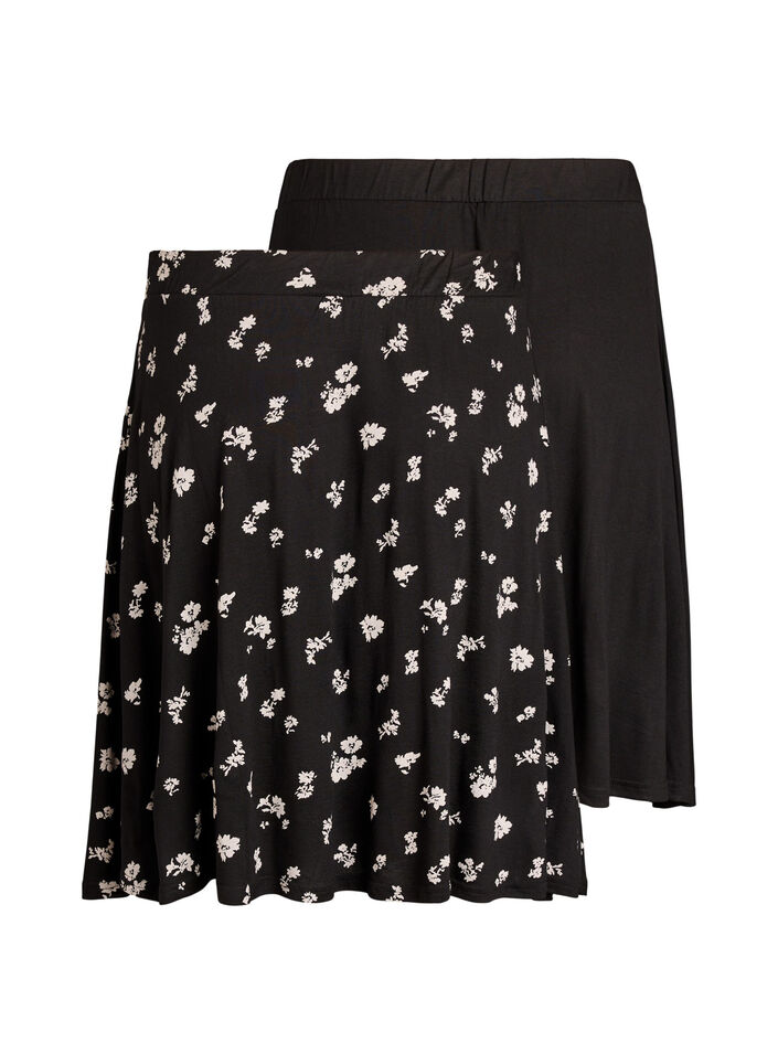 2-pack skaterrokken in viscose, Zwart, Packshot image number 1
